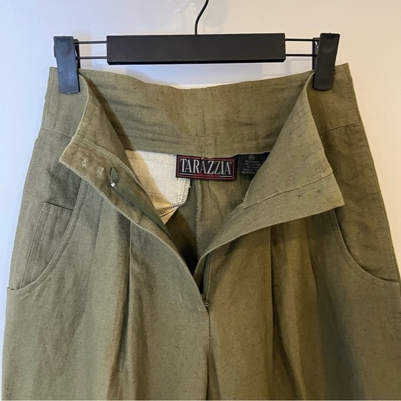 VINTAGE Trouser Pants Pleated Front Olive Khaki Green Small fits 2 4 - Picture 7 of 10